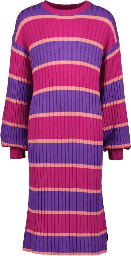 VINGINO gestreepte jurk Pien fuchsia paars roze Meisjes Viscose Ronde hals 104
