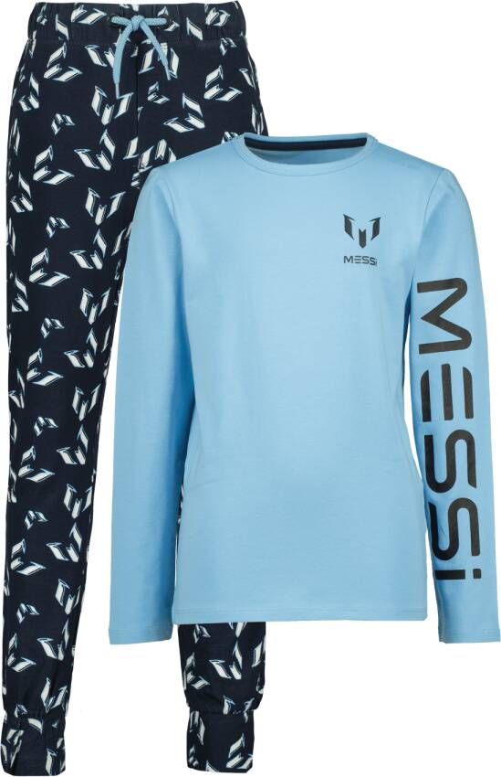 VINGINO x Messi pyjama Vicuna blauw Jongens Katoen Ronde hals Meerkleurig 110 116