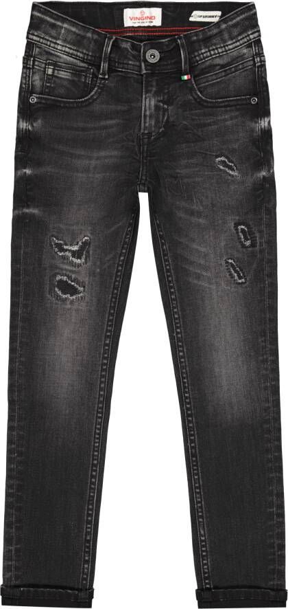 VINGINO regular fit jeans Amintore black vintage Grijs Jongens Stretchdenim 104