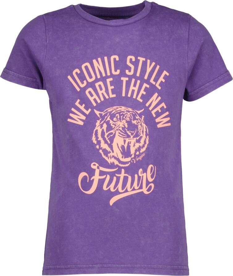 VINGINO T-shirt Helianne met tekst paars Meisjes Katoen Ronde hals Tekst 104 - Foto 2