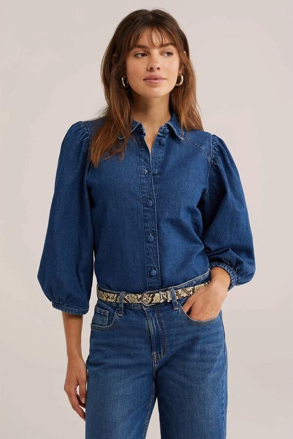 WE Fashion Blue Ridge denim blouse dark blue