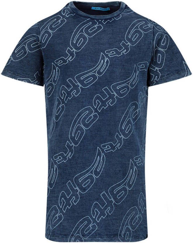 29FT T-shirt met all over print donkerblauw
