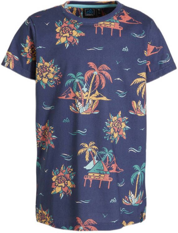 29FT T-shirt met all over print donkerblauw