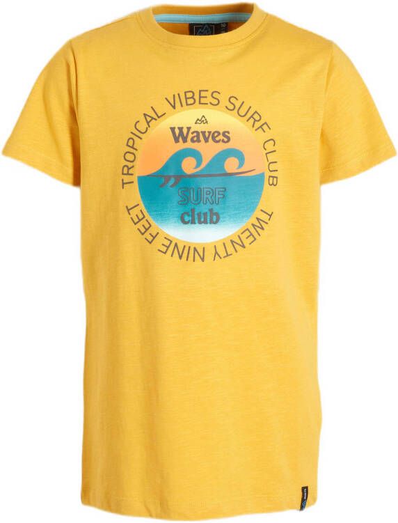 29FT T-shirt met printopdruk geel Jongens Katoen Ronde hals Printopdruk 152