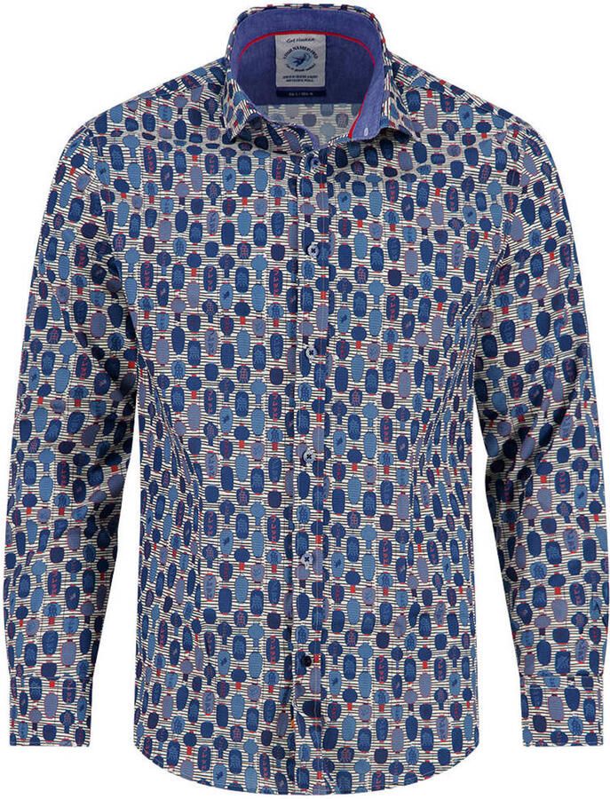 A fish named Fred regular fit casual overhemd met print blauw
