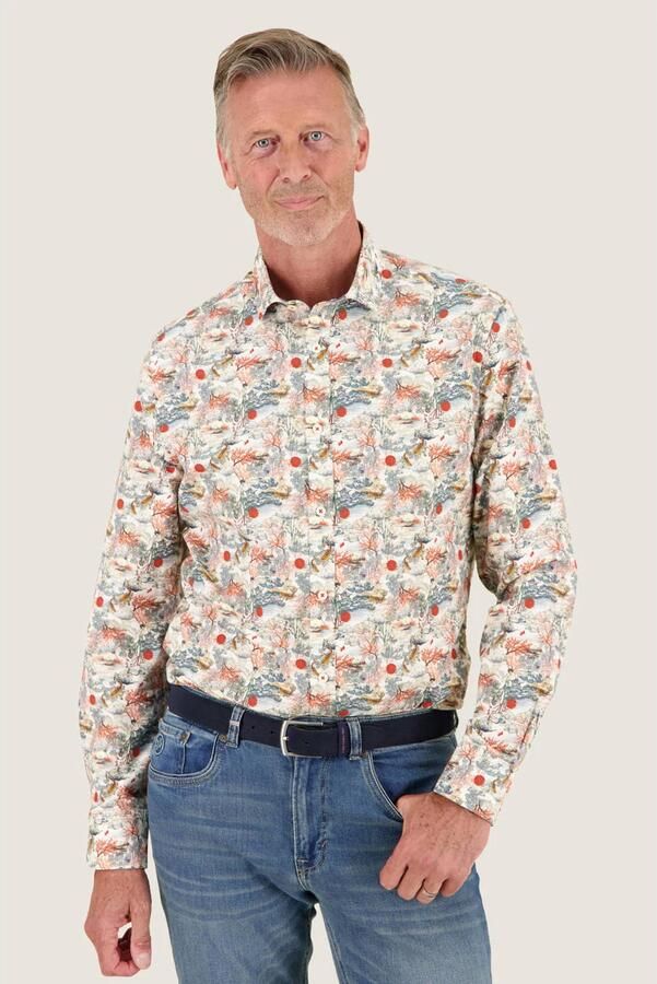 A fish named Fred regular fit casual overhemd met print ecru