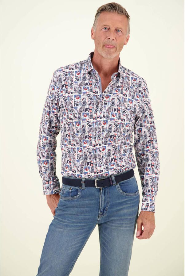 A fish named Fred regular fit casual overhemd met print wit