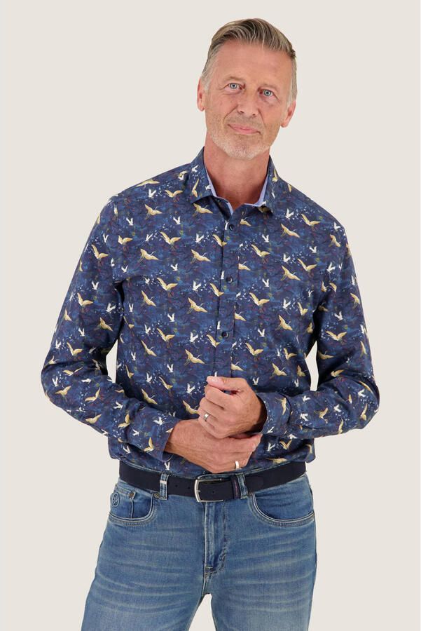 A fish named Fred regular fit overhemd met print donkerblauw - Foto 2