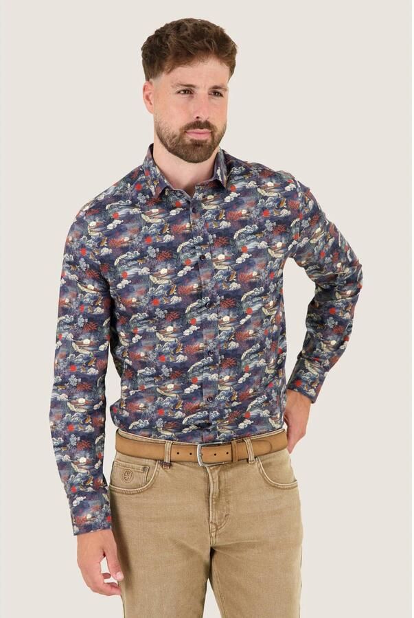 A fish named Fred regular fit overhemd met print donkerblauw