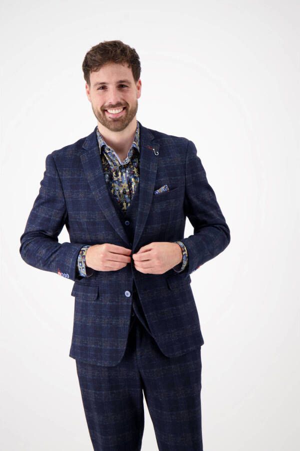 A fish named Fred geruit regular fit colbert Travel navy