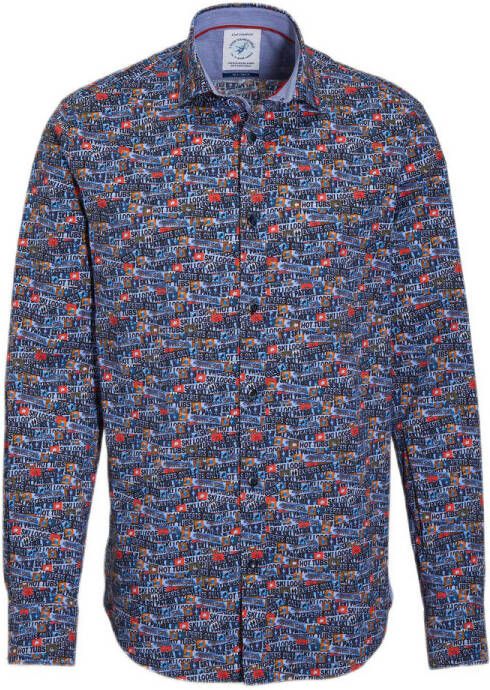 A fish named Fred slim fit overhemd met all over print blue