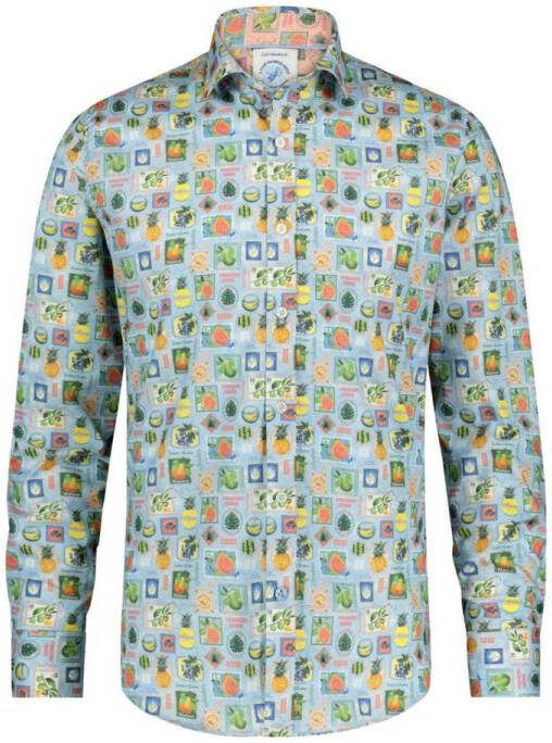 A fish named Fred slim fit overhemd met all over print light blue