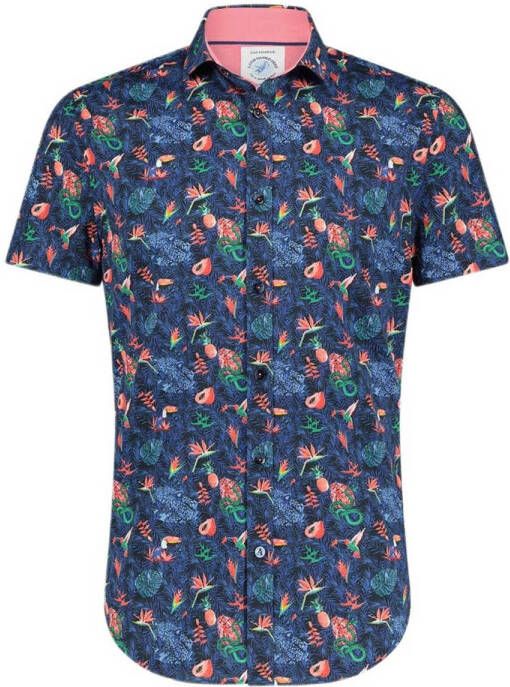 A fish named Fred slim fit overhemd met all over print navy blue