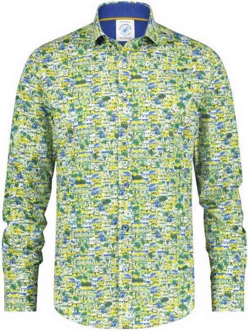 A fish named Fred slim fit overhemd met all over print yellow