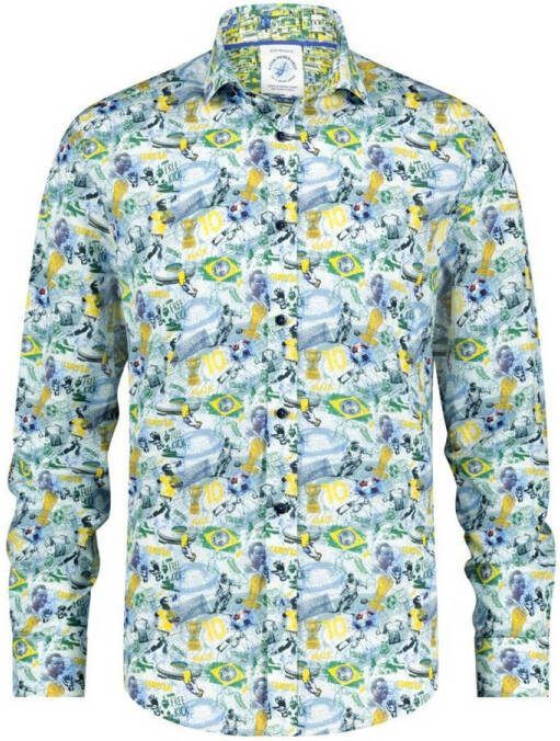A fish named fred Casual Geprint Overhemd in Lichtblauw Blue Heren