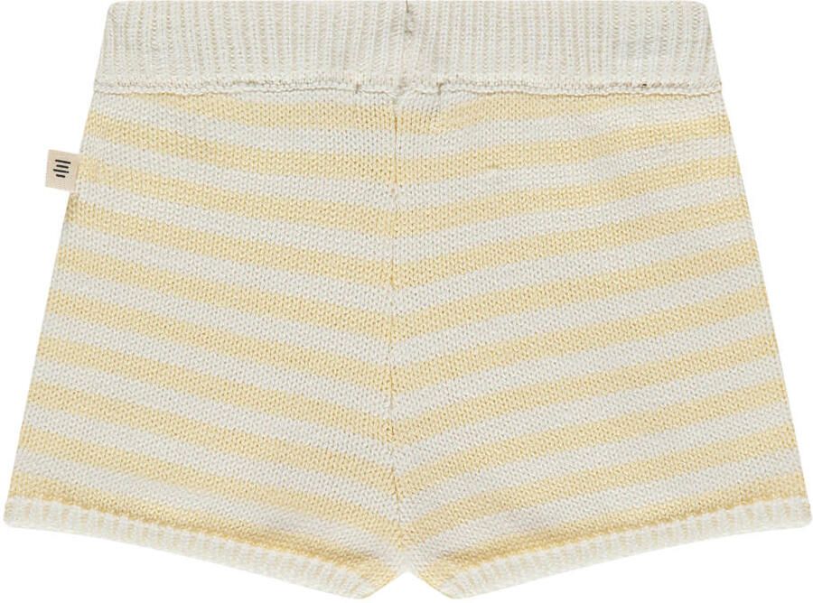 A Tiny Story regular waist gestreepte casual short fijn gebreid lichtgeel