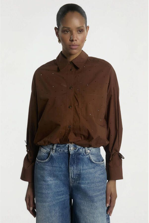 AAIKO Dames Blouses Mikkie Strass Co 518 Bruin - Foto 5