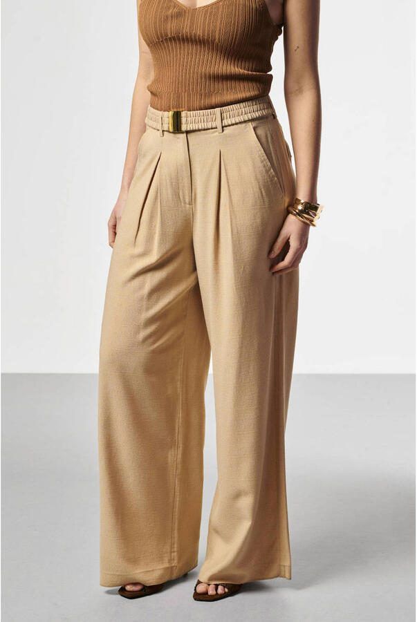 Aaiko bootcut high waist broek beige