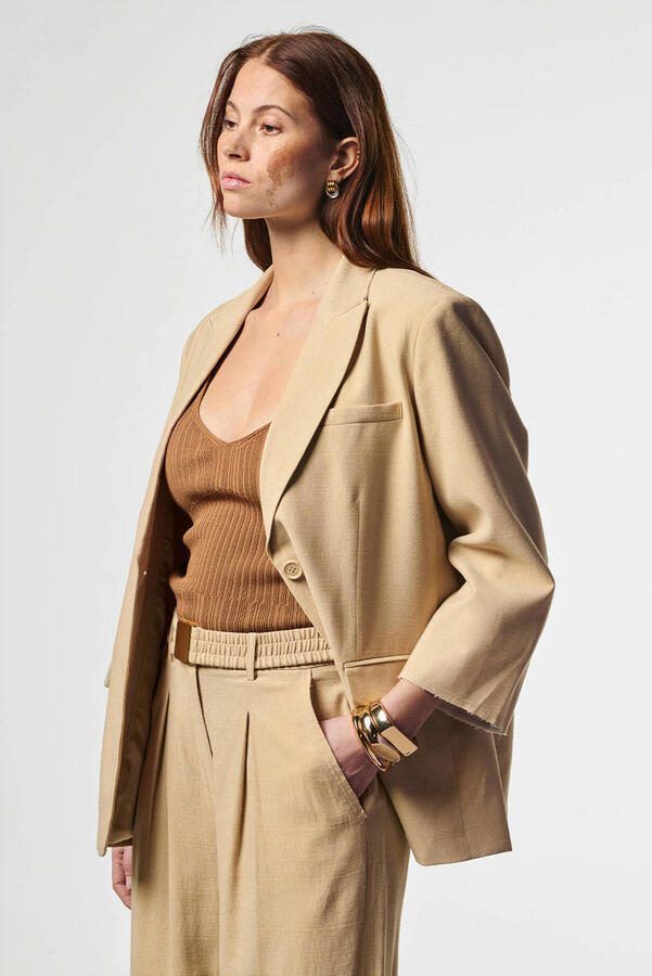Aaiko bootcut high waist broek beige - Foto 3