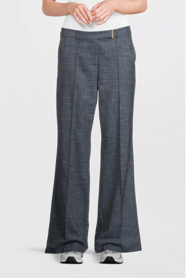 Aaiko flared high waist pantalon donkerblauw