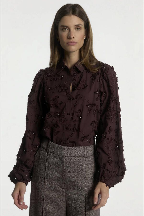 Aaiko gebloemde blouse donkerrood