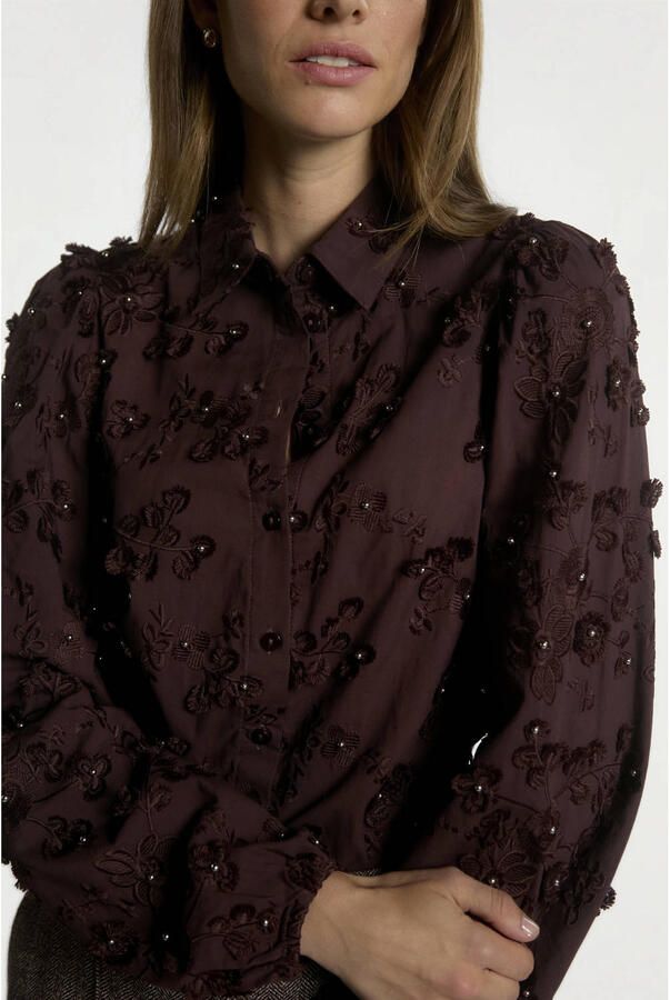 Aaiko gebloemde blouse donkerrood - Foto 2