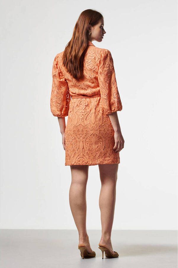Aaiko gebloemde cocktailjurk oranje - Foto 3