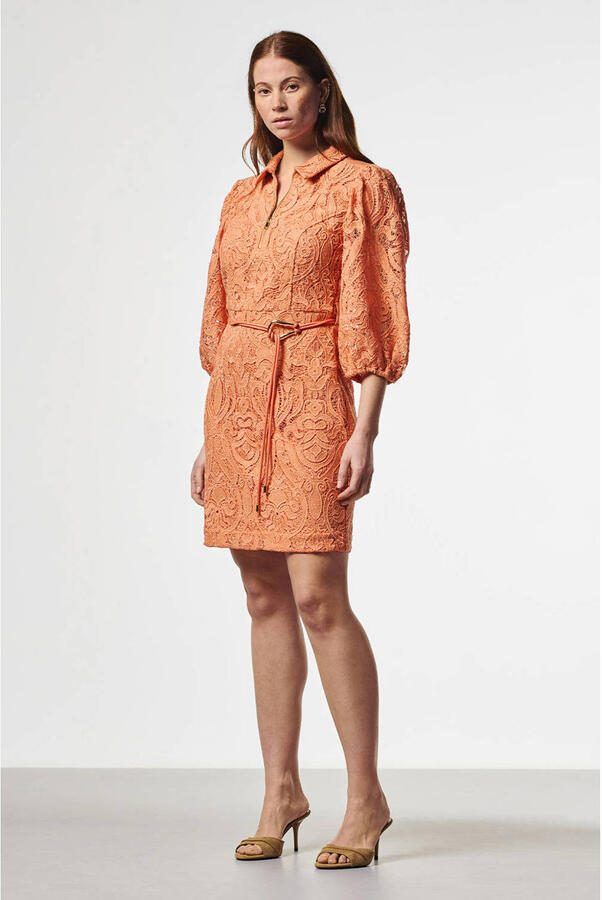 Aaiko gebloemde cocktailjurk oranje - Foto 2