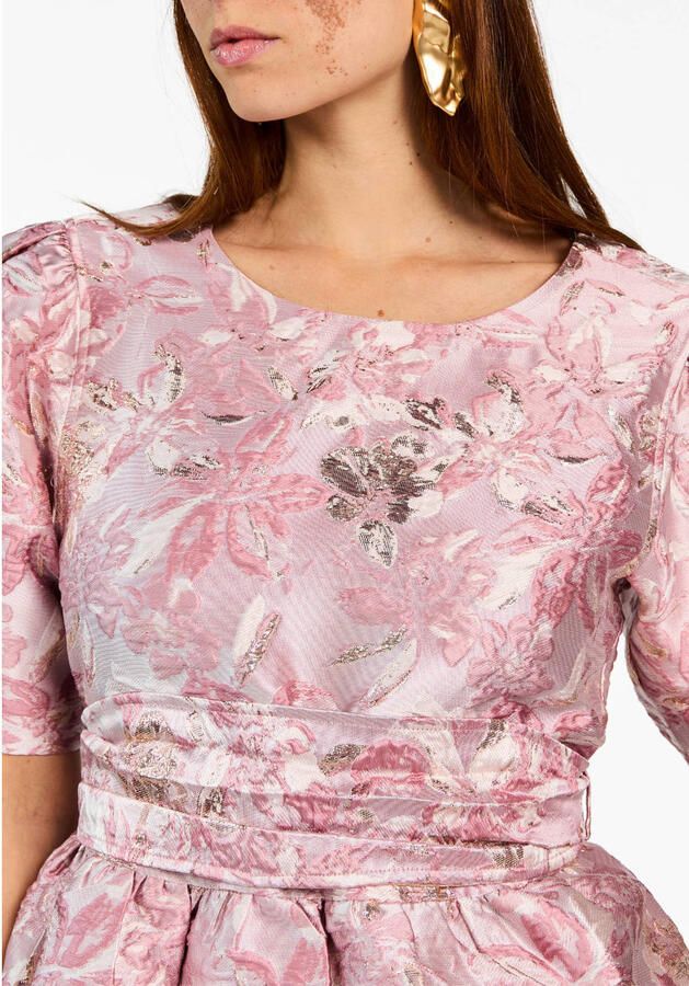 Aaiko gebloemde top roze met glitter - Foto 2