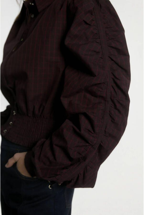 Aaiko geruite blouse zwart donkerrood - Foto 2