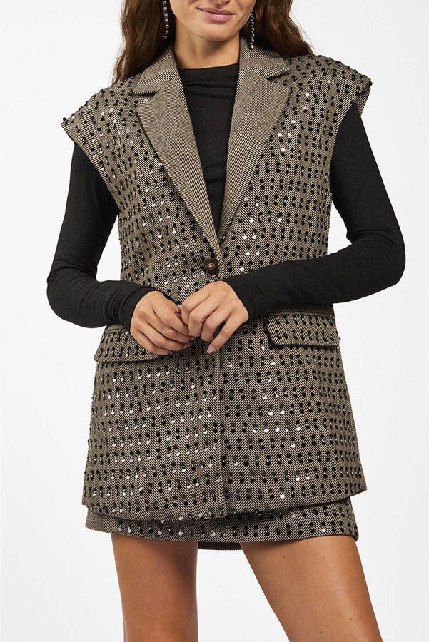 Aaiko gestreepte regular blazer met wol grijs met pailletten - Foto 7