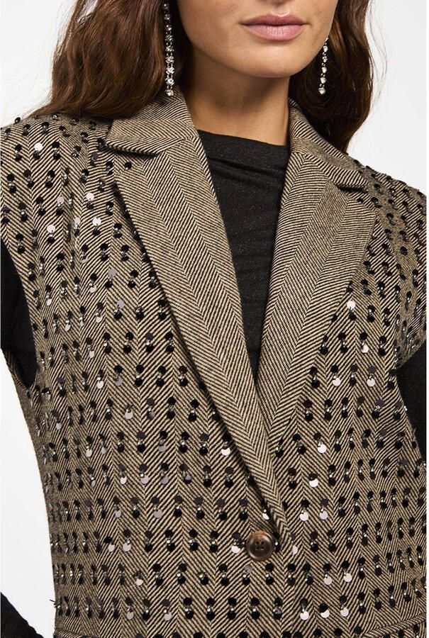 Aaiko gestreepte regular blazer met wol grijs met pailletten - Foto 5