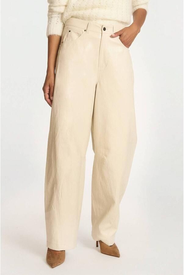 Aaiko high waist barrel broek crème