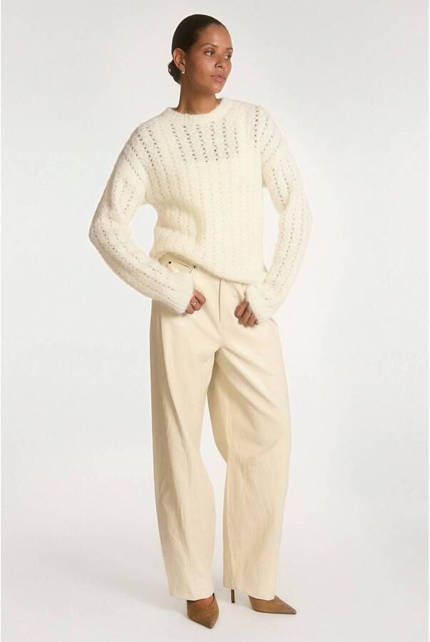 Aaiko high waist barrel broek crème - Foto 2