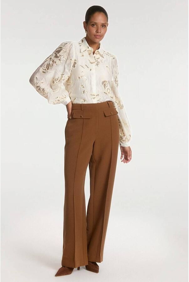 Aaiko high waist wide leg broek bruin