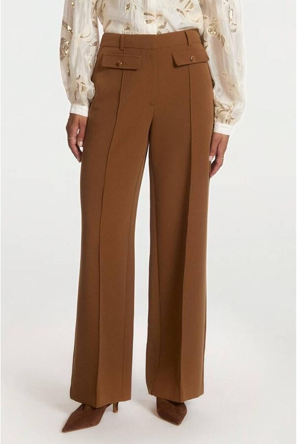 Aaiko high waist wide leg broek bruin - Foto 2