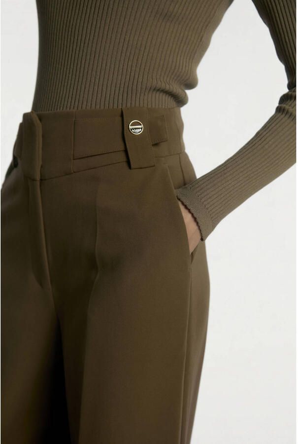 Aaiko high waist wide leg broek olijfgroen - Foto 2