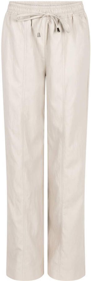 Aaiko imitatieleren regular waist coated broek beige - Foto 3