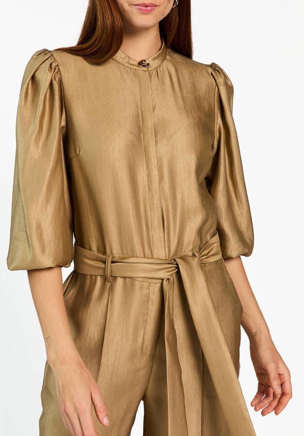 Aaiko Viscose jumpsuit met strikceintuur Katy groen