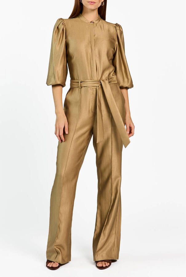Aaiko Viscose jumpsuit met strikceintuur Katy groen - Foto 3