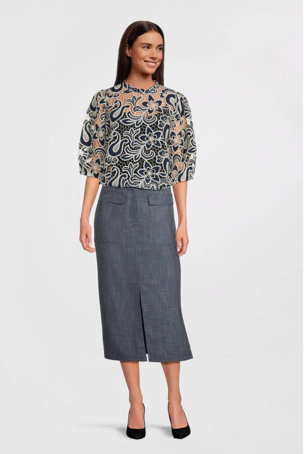 Aaiko Denim kokerrok Salana blauw