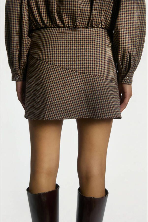 Aaiko mini geruite rok bruin - Foto 2