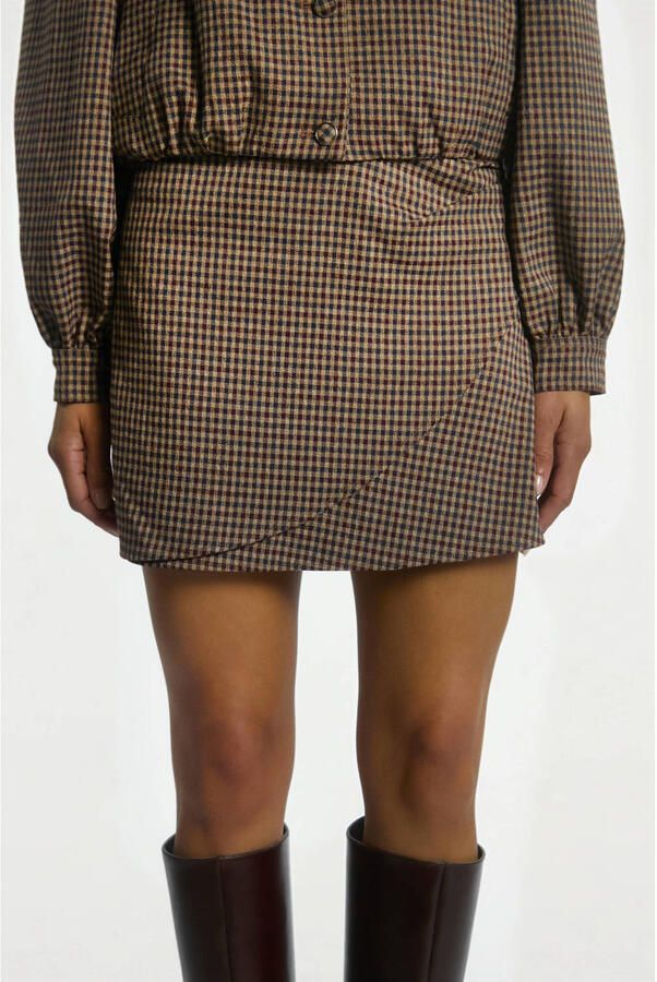 Aaiko mini geruite rok bruin - Foto 3