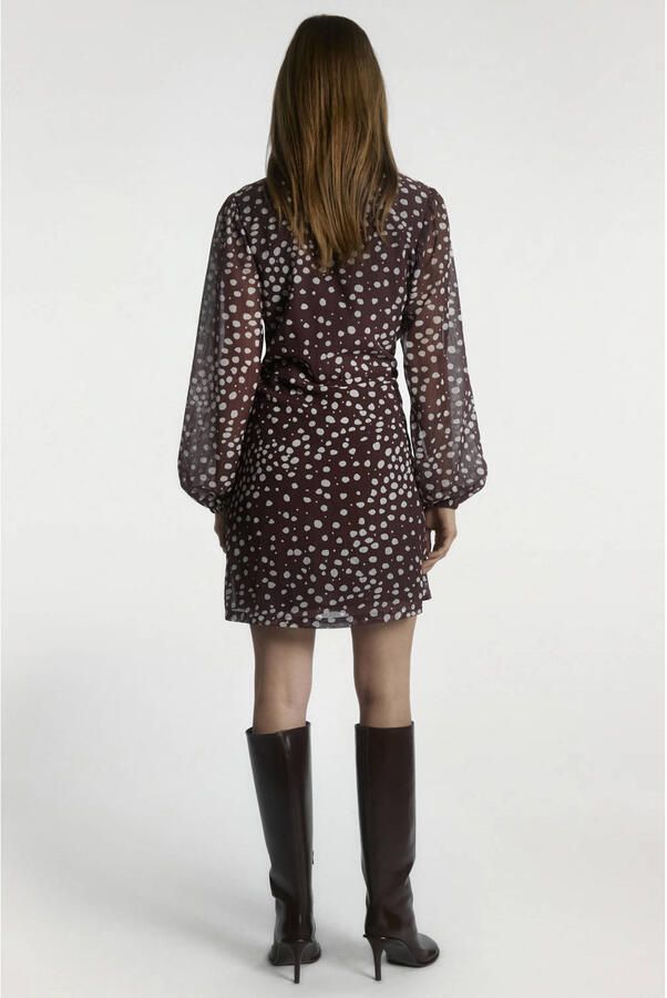 Aaiko mini jurk met stippen donkerrood ecru - Foto 3