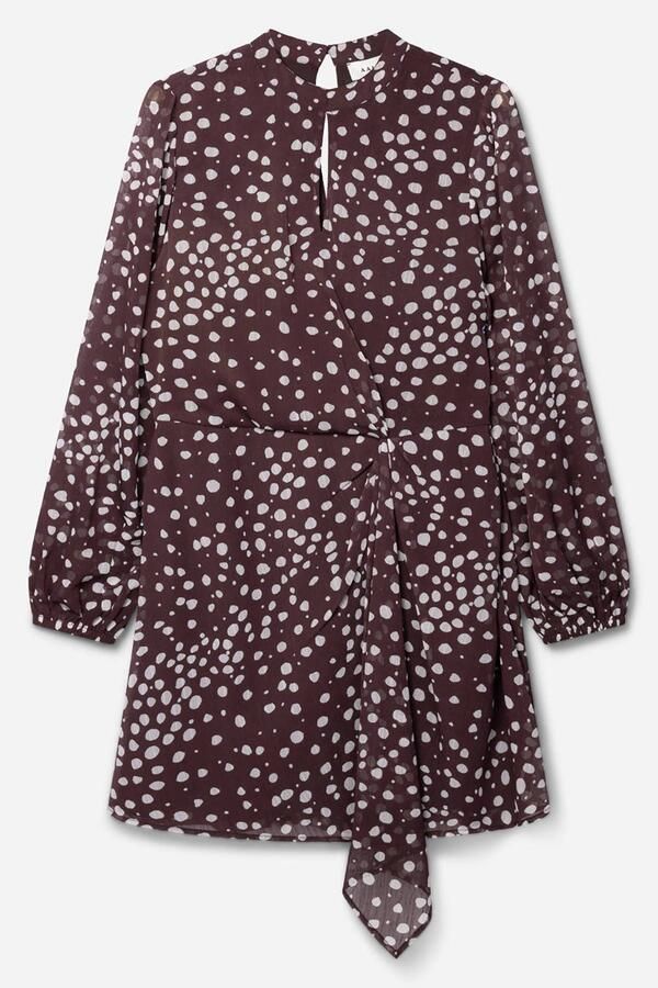 Aaiko mini jurk met stippen donkerrood ecru - Foto 3