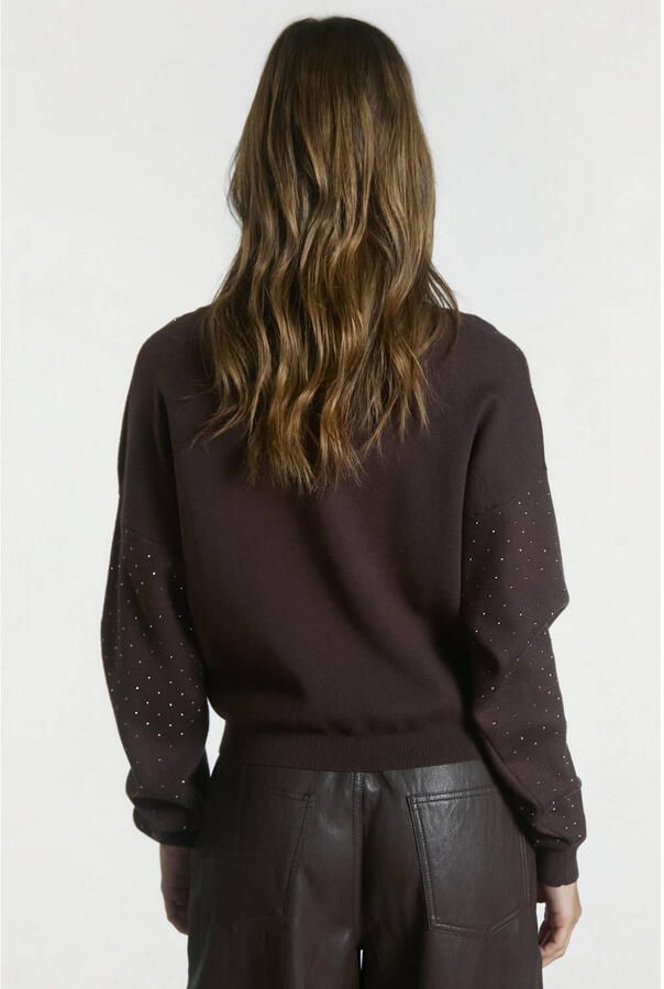 Aaiko sweater met strass-steentjes bruin - Foto 3