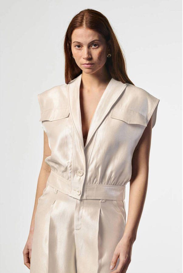 Aaiko wide leg high waist broek crème