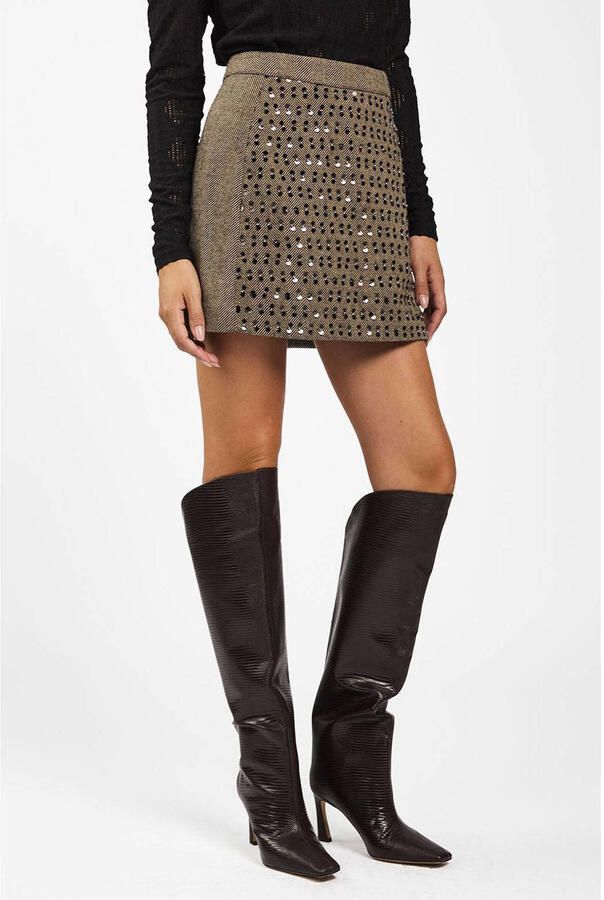 Aaiko wollen gestreepte mini rok met pailletten grijs - Foto 7