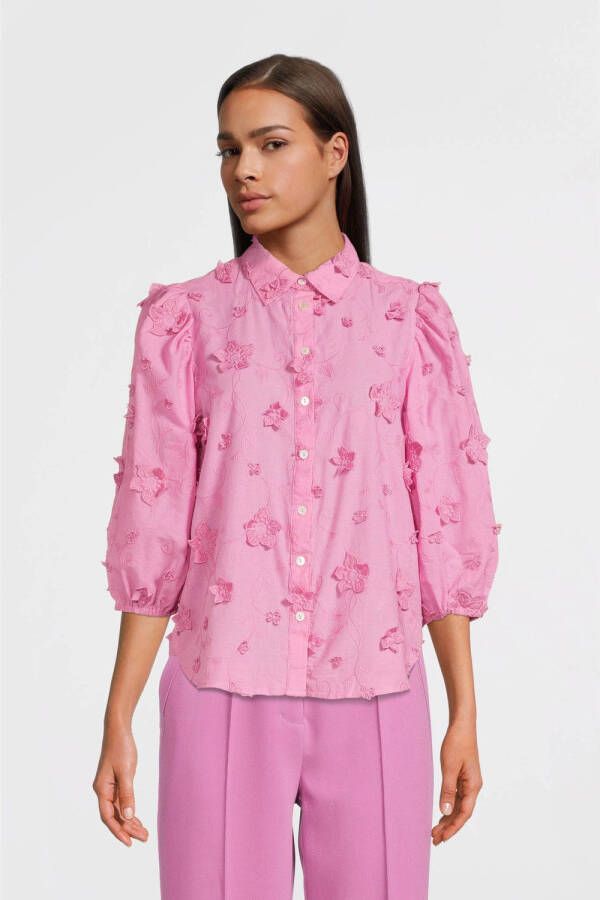 Aaiko gebloemde blouse LIEN CO 525 fuchsia