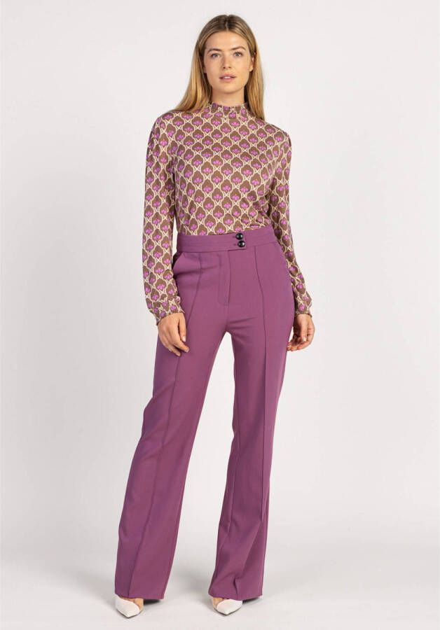 Aaiko high waist straight fit pantalon van gerecycled polyester paars